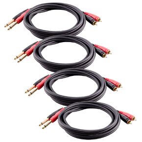 Seismic Audio 6 Foot 1/4 Inch TS Dual RCA Male Audio Cable-6' Interface Cord (SA-LRQRCA6)