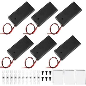 6 Pack 2 AA Battery Holder with Switch, 2 X 1.5V AA Battery Holder with Wire Leads, 2 AA Battery Holder Case with ON/Off Switch
