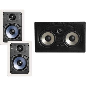 Polk Audio RC55i 2-way 5.25-inch In-wall Speakers (Pair) with 255C-RT Center Channel In-wall Speaker From The Vanishing Series | Easily Fits, Looks Minimal, Gives Out Great Sound | Paintable Grille