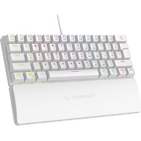 Rampage Plower K60 Mechanical Gaming Keyboard – 62 Keys, Compact 60% Layout, OUTEMU Blue Switches, LED Backlit, Anti-Ghosting, Wired (White, Windows/Mac Compatible)