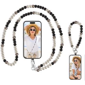 Phone Lanyard,Phone Strap 2 Pcs-1 Pcs Neck Strap,1 Pcs Wrist Strap with perfect gifts for Christmas,Valentine's Day,Mother's Day,Graduation,Birthday,Wedding anniversary Beaded Wrist Strap