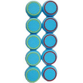10 PCS Controller Thumbstick Caps Cover Replacement Silicone Touch Controller Rocker Cover for PS3 / PS4 / PS5 (5PCS Blue with Green+ 5PCS Blue with Red)