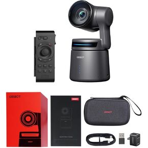 OBSBOT Tail Air & Remote Controller Combo, AI Tracking PTZ Camera with Intelligent APP, Gesture Control, HDMI/USB-C/Wireless Webcam, Video Camera Live Streaming for Church, Worship, Sports, etc.