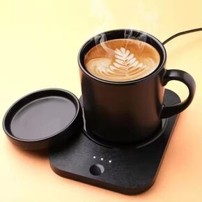 Self-Heating Temperature Controlled Coffee Mug with Lid, Led Electric Smart Cup, Custom Heat Settings, Auto/Off Feature, Keeps Liquids Warm, Sip Smarter (55°F 380ml)