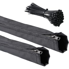 Outboard Motor Rigging Sleeve, 2Pc Trolling Motor Sleeve 47 Inch Long Zippered Rigging Sleeve with 100pcs Nylon Cable Tie Outboard Motor Cable Sleeve for Cover Wire and Extension Cord