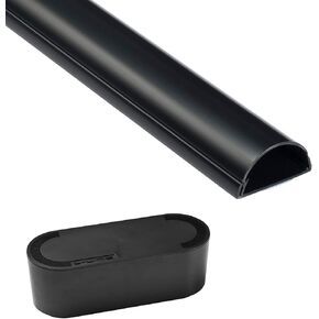 D-Line Cable Management Box (Small) & Large Cable Raceway Length 2" (W) x 1" (H) x 39" Length - Black