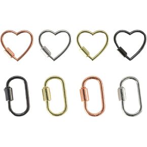 4 Pcs Heart Shaped Carabiner, Heart Keychain Clip, 4 Pieces Screw Carabiner, Screw Lock Keychain, Suitable for Pendant DIY Wallet Handbag Mountain Climbing Hardware Accessories, Multi-Color
