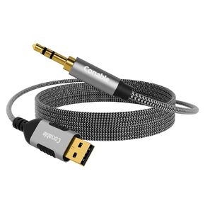 USB to 3.5mm Audio Cable 4 FT, USB A to 1/8’’ TRS Aux Jack Adapter, OFC, Nylon Braided, Gold-Plated Connector, for PC, Laptop, Speaker, PS5/4 Windows, Headphones, Not for Charging, MP3, PS3, Car, TV