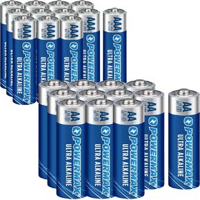 Powermax Alkaline Batteries 24-Count Combo Pack, (12 Double AA, 12 Triple AAA), Ultra Long Lasting Battery, 10-Year Shelf Life, Reclosable Packaging