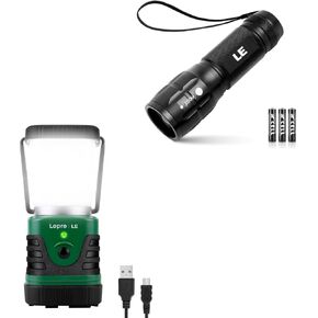 Lighting EVER Bundle – 2 Items：1000LM Rechargeable LED Camping Lantern & High Lumens LED Flashlights