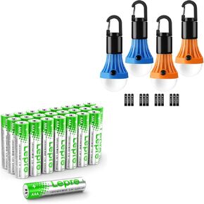 Lepro LED Camping Lantern 3 Lighting Modes and Lepro AAA Batteries 24 Pack
