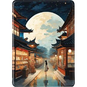 Cover for Kindle Paperwhite 12th Gen 2024 Cover Flip Silicone Cover Kindle Colorsoft Auto Wake Up or Sleep PU TPU Case Forest Luminous Book Cat Girl Pattern Signature Edition Cover 7" (Color 1)