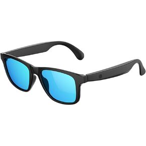 Smart Sunglasses, Open Ear Audio Bluetooth Sunglasses, IPX5 Waterproof, UV400 Polarized Lenses, Touch Control, Hands-Free Calling, Compatible with iOS & Android (Black)