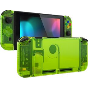 eXtremeRate Back Plate for Nintendo Switch Console, NS Joycon Housing Shell (D-Pad Version) with Colorful Buttons, DIY Replacement Shell for Nintendo Switch - Clear Lime Green