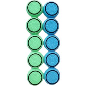 10 PCS Controller Thumbstick Caps Cover Replacement Silicone Touch Controller Rocker Cover for PS3 / PS4 / PS5 (5PCS Blue with Black+ 5PCS Green with Black)