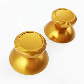 2PCs Replacement Rocker Metal Analog Joystick Thumbstick Mushroom Caps Repair for PS4 PS3 Xbox One 1 (Gold)
