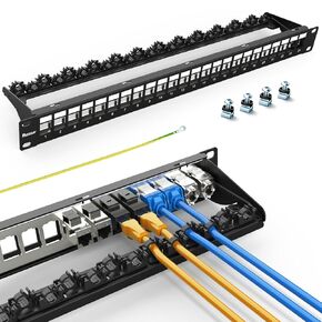 24 Port Keystone Patch Panel 1U 19" Blank Patch Panel for Business Networking Essential for Efficient Port Management and Cable Organization
