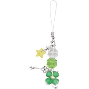 St. Patrick's Day Clover Phone Charm Four-Leaf Clover Shamrock Phone Charm Key Star Phone Bag Charms Accessories 2PCS (Green)
