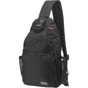 Convertible Sling Bag Crossbody Backpack - 8.5"x15" (LXH) Good for Women Men Hiking Travel Cycling - Multifunctional Shoulder Bag Casual Packs with Headphone Jack - Black
