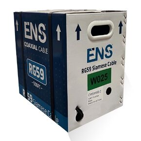 ENS RG59 Coax 500FT Siamese Coaxial Cable Bulk- 20 AWG RG59 Video, 18/2 18AWG Power Coaxial CCTV Cable, UL Listed, Perfect for Professional CCTV Security Surveillance System, Black