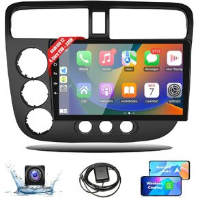 Car Radio for Honda Civic 2006-2011 Stereo with Wireless Carplay Android Auto Leadfan 10.1'' Touchscreen for Honda Civic Android Radio WiFi GPS Navigation Rear Camera FM Multimedia Player Headunit