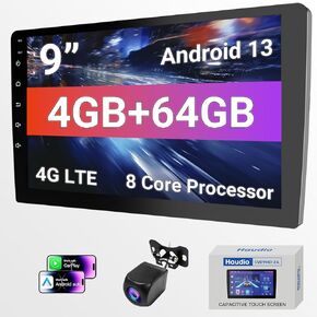 [9-inch 720P HD Touchscreen] Android 13 Car Stereo with 4G LTE & 14-Band DSP - Bluetooth 5.0, Wireless CarPlay, Dual USB, GPS, DVR | Compatible with 99% Cars 2010-2023