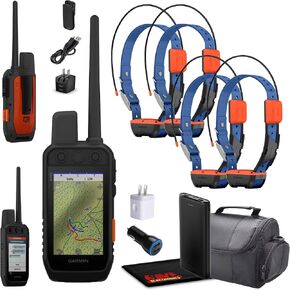Garmin Alpha 300i Handheld Advanced Dog Tracker & Training System with inReach Technology Bundle with 4x Garmin Alpha T20 Tracking Collar for Dogs with GPS + Field Bag + Accessories