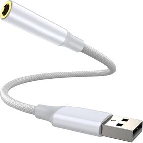 USB to Aux Cable External Stereo Sound Card.USB to Aux Adapter, Aux to USB,USB to Audio Jack Adapter,USB to 3.5mm TRRS Female Headset for PS4/PS5/Headphone/Mac/Linux/Laptop/Desktops/Docking Station