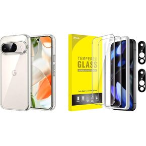 JETech Google Pixel 9 Bumper Case and Screen Protector with Camera Lens Protector Bundle