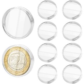 10 Pcs 38mm Clear Coin Capsules, Silver Dollar Coin Holder Plastic Silver Dollar Case Round Coin, Coin Cases for Collectors, Coin Plastic Case for Coin Collection Morgan, Peace, IKE Silver Dollar
