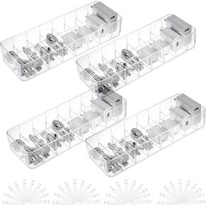 4 Pcs Cable Organizer Box with 40 Wire Ties, Cord Storage Organizer with Lid and Adjustment Compartments for Office, Home, Desk Accessories Storage Stationery Supplies