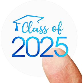 100 PCS Graduation Stickers,Class of 2025 Transparent Gold Foil Self Adhesive Sticker for Envelope Seals,Grad Invitations,2025 College High School Senior Graduate Party Favors(Gold)