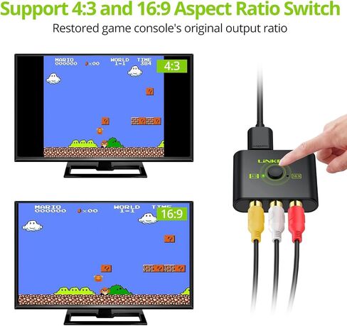LiNKFOR RCA to HDMI Converter,1080P AV to HDMI Converter,16:9/4:3 Conversion Mini Composite CVBS Audio Video Adapter Supports PAL/NTSC for Wii/PS1/PS2/N64/Xbox in Saudi Arabia