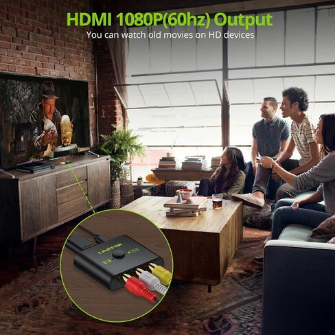LiNKFOR RCA to HDMI Converter,1080P AV to HDMI Converter,16:9/4:3 Conversion Mini Composite CVBS Audio Video Adapter Supports PAL/NTSC for Wii/PS1/PS2/N64/Xbox in Saudi Arabia