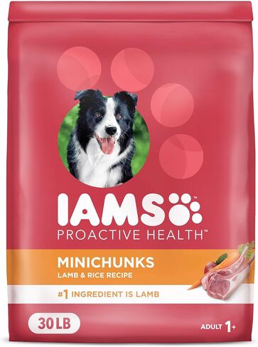 IAMS MINICHUNKS الكبار الكلب الكلب الغذاء لحم الضأن والأرز وصفة الكلب kibble ، 30 رطل. in Kuwait