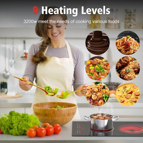 2 Burner Electric Cooktop 12 Inch, Nefaracy 110V Electric Stove with Touch Control, 2000W Ceramic Cooktop, Built-in & Countertop, Overflow Protection, Safety Lock, Timer(Plug in) in Kuwait
