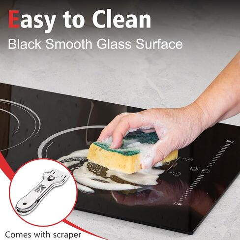 2 Burner Electric Cooktop 12 Inch, Nefaracy 110V Electric Stove with Touch Control, 2000W Ceramic Cooktop, Built-in & Countertop, Overflow Protection, Safety Lock, Timer(Plug in) in Kuwait