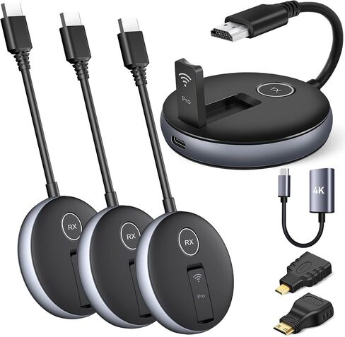 Wireless HDMI G9R PRO- One Transmitter and Three Receivers,165FT/50M Multi-TV Extender Kit, Heat-Control Tech, Plug and Play, 5.8G/2.4G @60Hz- Stream Wirelessly from Laptop/PC to Multiple TV/Monitor in Saudi Arabia