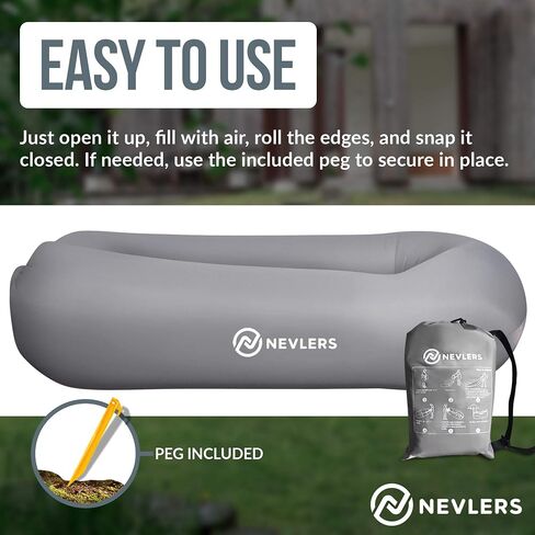 Nevlers Gray/Yellow Waterproof Blanket & Inflatable Chair | Inflatable Couch Outdoor Lounger & 75"x79" Large Beach Blanket Sandproof | Portable Chairs & Large Blanket for Beach Essentials for Vacation in Saudi Arabia