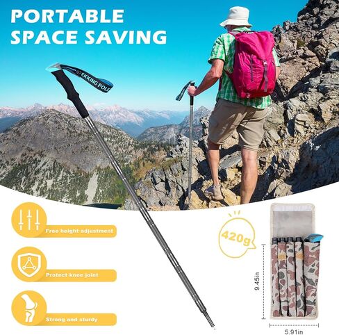 BEAUTIFABLE Walking Stick Hiking Staff Detachable - Outdoor Retractable Trekking Pole in Saudi Arabia