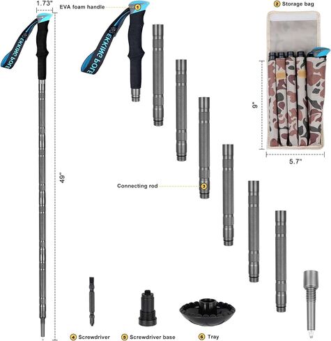 BEAUTIFABLE Walking Stick Hiking Staff Detachable - Outdoor Retractable Trekking Pole in Saudi Arabia