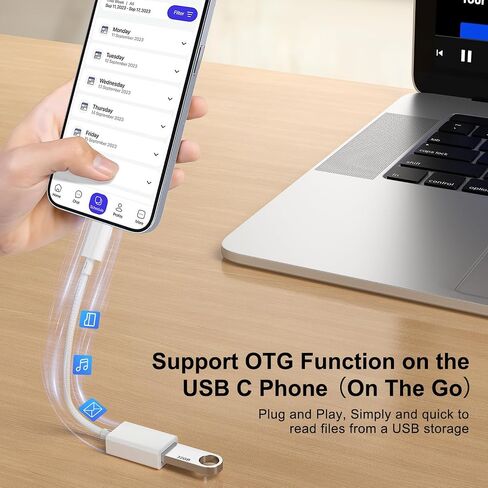 محول USB C إلى USB 3.0 (حزمة 2) ، USB C ذكر إلى USB أنثى OTG Dongle Cable Thunderbolt3 إلى محول USB متوافق مع MacBook Pro/Air ، iPad Pro ، iPhone 16 Pro Max/15 ، Galaxy S25/S24/S23/S22 in Kuwait