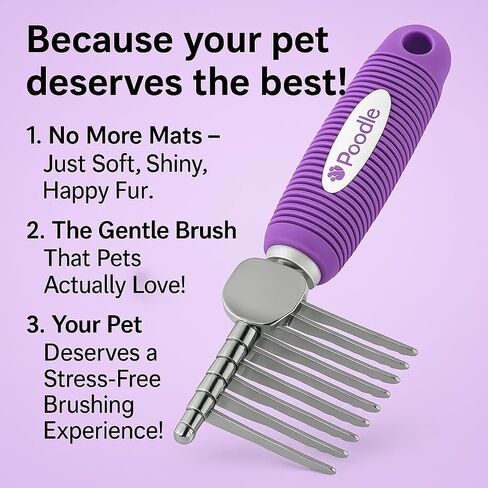 Poodle Dematting Fur Rake Comb Brush للكلاب والقطط - شفرات السلامة الفولاذية الطويلة 2.5 " in Saudi Arabia
