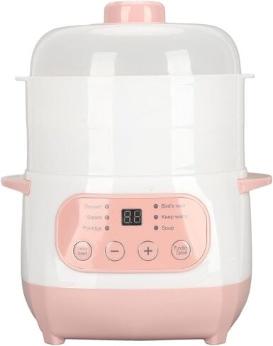 Electric Stew Pot, 1L Smart Twin Ceramic Pot Mini Ceramic Stew Cooker Appointment Timing Boiled Porridge Soup Pot, Prevent Dry Burning, Detachable Slow Cooker for Home in Saudi Arabia