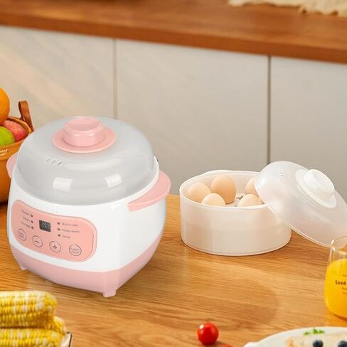 Electric Stew Pot, 1L Smart Twin Ceramic Pot Mini Ceramic Stew Cooker Appointment Timing Boiled Porridge Soup Pot, Prevent Dry Burning, Detachable Slow Cooker for Home in Saudi Arabia