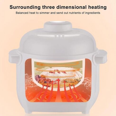 Electric Stew Pot, 1L Smart Twin Ceramic Pot Mini Ceramic Stew Cooker Appointment Timing Boiled Porridge Soup Pot, Prevent Dry Burning, Detachable Slow Cooker for Home in Saudi Arabia