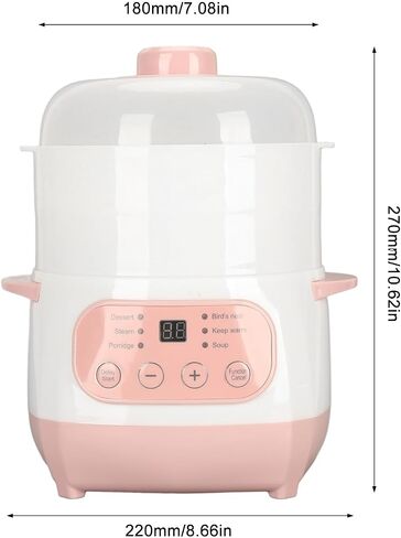 Electric Stew Pot, 1L Smart Twin Ceramic Pot Mini Ceramic Stew Cooker Appointment Timing Boiled Porridge Soup Pot, Prevent Dry Burning, Detachable Slow Cooker for Home in Saudi Arabia