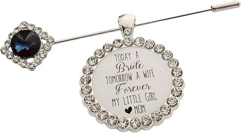 Bridal Bouquet Pin Bouquet Charm Something Blue Wedding Accessory Bridal Pin Bride Gift from Mom and Dad Wedding Jewelry Mother Father Daughter Gift Sapphire Flower Bouquet Pin(Today a Bride-Gold) in Saudi Arabia