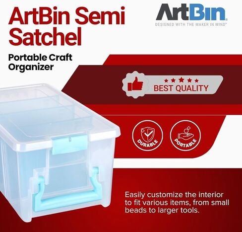 ArtBin Semi Satchel Portable Craft Organizer with 3 Dividers - Clear Plastic Storage Case for Art & Craft Supplies in Kuwait