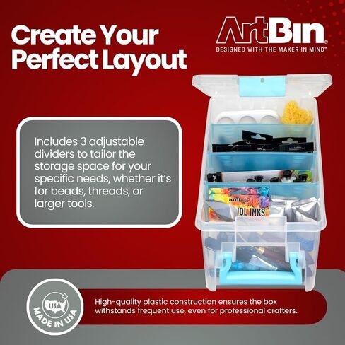 ArtBin Semi Satchel Portable Craft Organizer with 3 Dividers - Clear Plastic Storage Case for Art & Craft Supplies in Kuwait